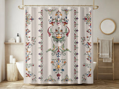 Cream Ornate Floral Medallion Shower Curtain