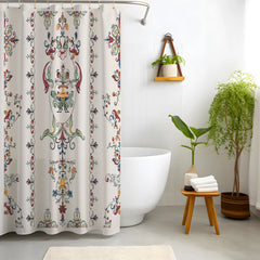Cream Ornate Floral Medallion Shower Curtain