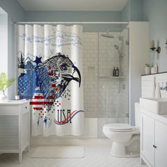 White Patriotic Eagle USA Shower Curtain