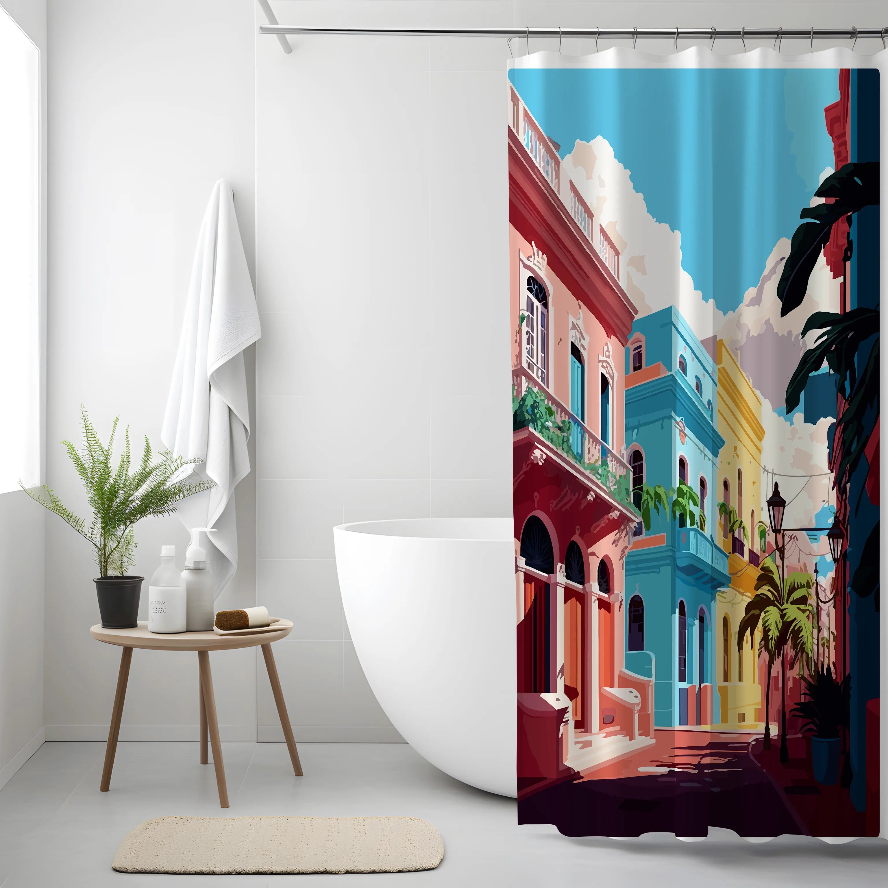 Colorful Havana Street View Shower Curtain