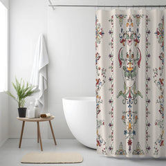 Cream Ornate Floral Medallion Shower Curtain