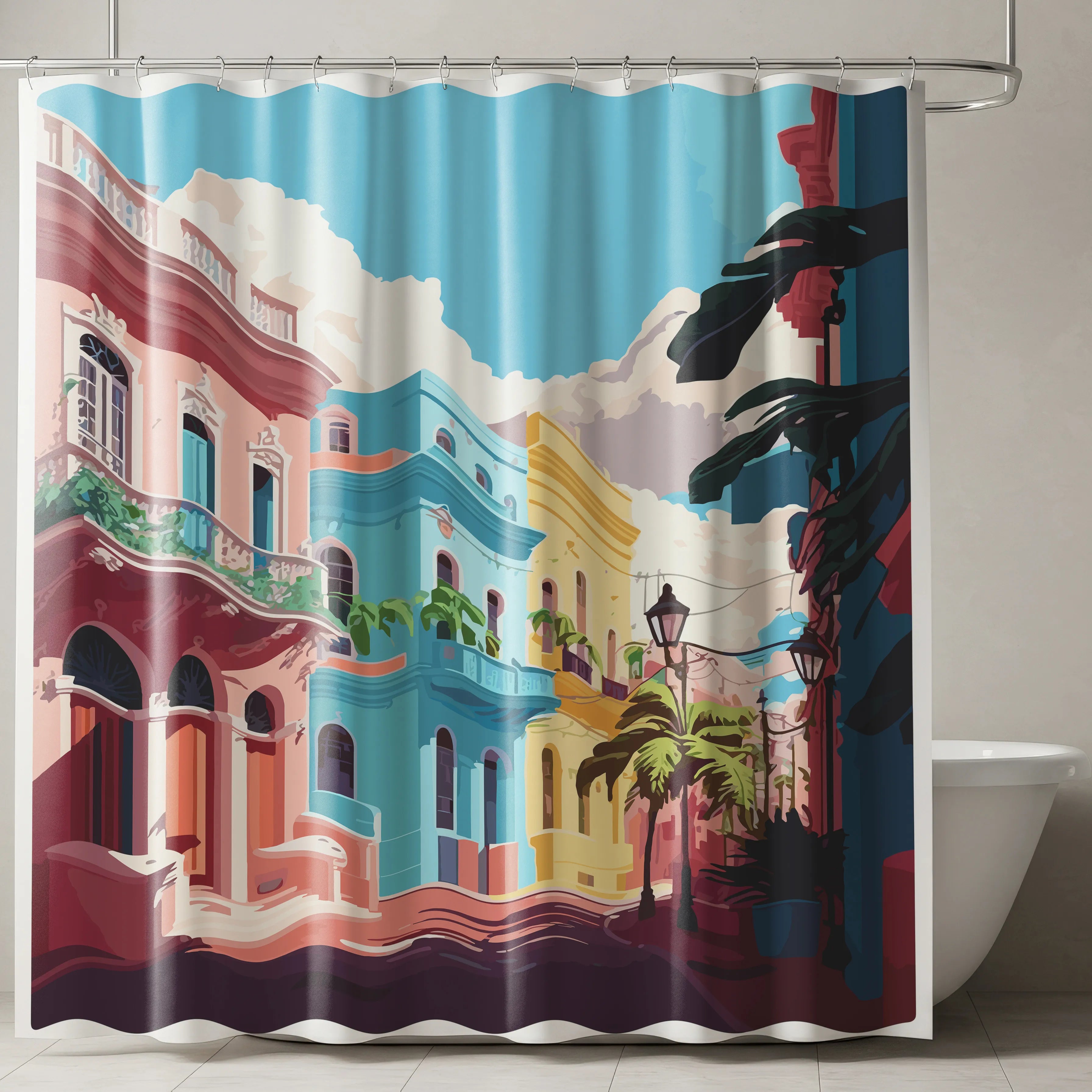 Colorful Havana Street View Shower Curtain